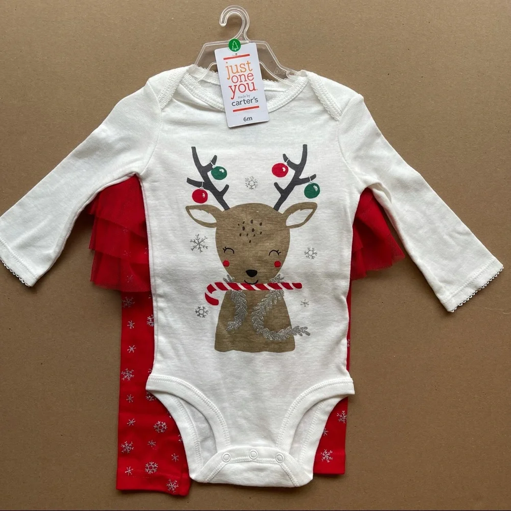 6 months Carter’s baby girl Christmas set reindeer